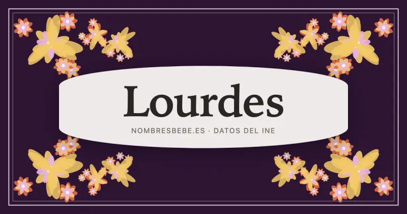 Lourdes, en una estampa ornamental de nombresbebe.es